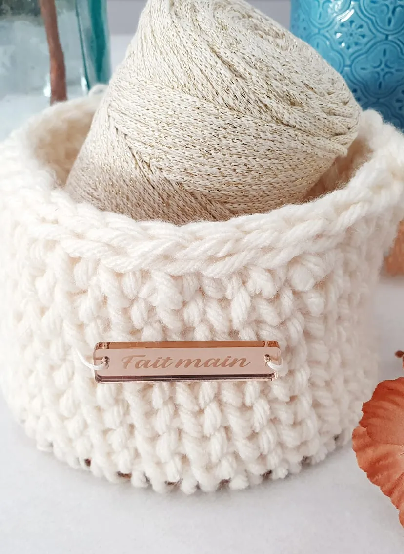 5 Etiquettes/ labels Rectangles 5X1cm Fait main Rose Gold - Lou Passion
