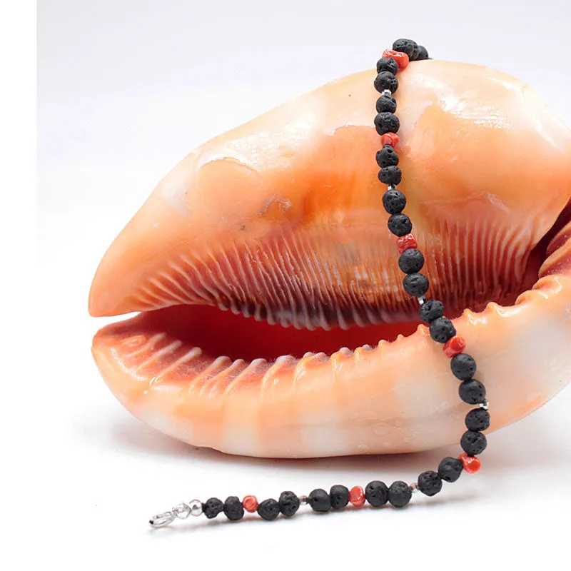 Bracelet Corail, pierre de lave