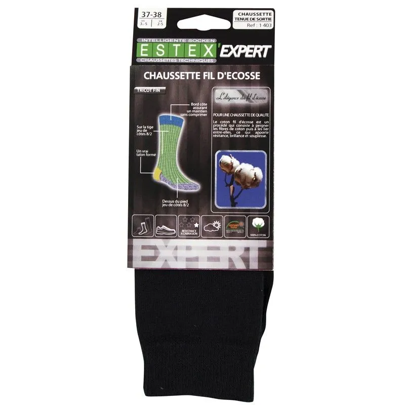 Chaussettes en coton Fil d'Écosse Noir - Estex