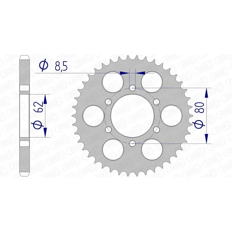 Couronne AFAM 51 dents alu pas 428 type 13208 Yamaha TY125