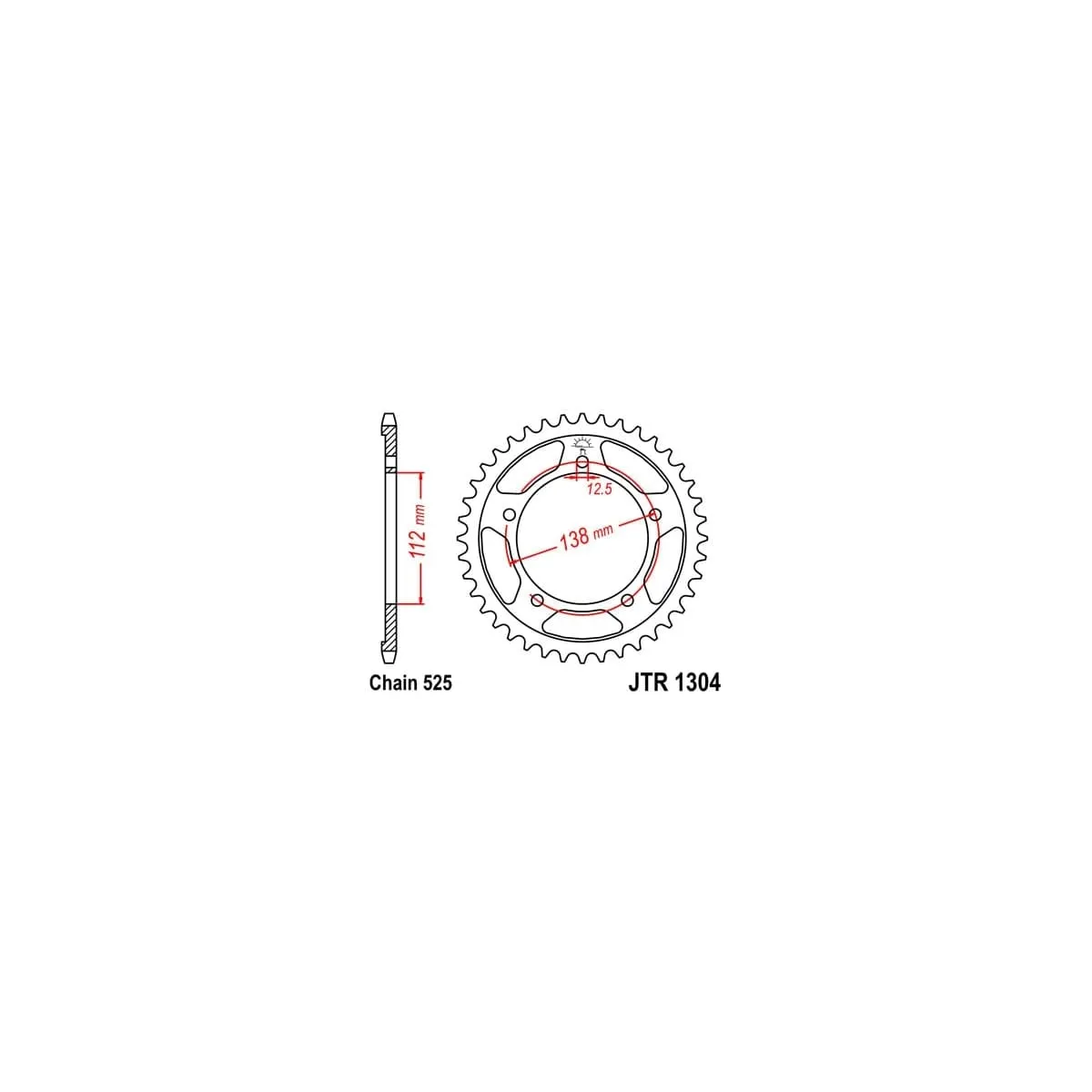 Couronne JT Sprockets 42 Dents Acier Pas 525 Type 1304 Honda CB600F Hornet - Couronne