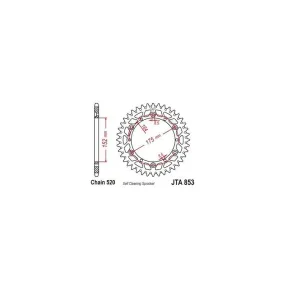 Couronne JT SPROCKETS alu ultra-light anti-boue pas 520 type 853