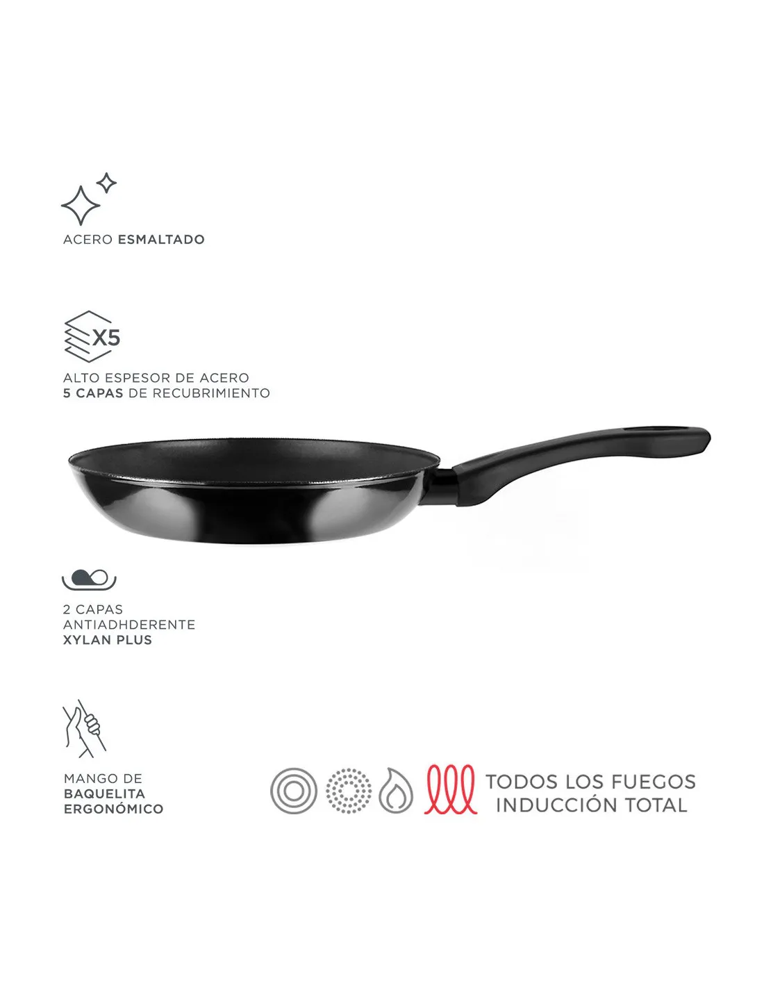 Indutherm Poêle Ø24cm Acier Noir Aisi 430 Fagor - 78577