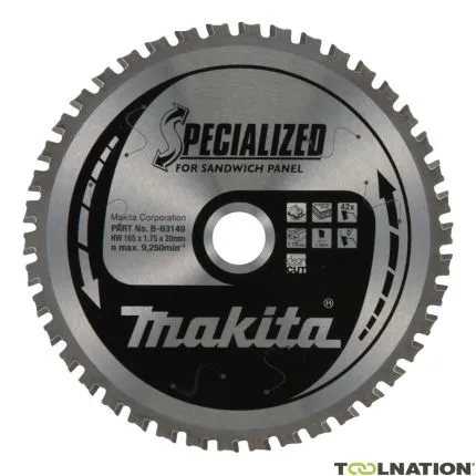 Makita Accessoires B-63149 Lame de scie circulaire Panneau sandwich Spécialisé 165x20x1,75 42T 0G