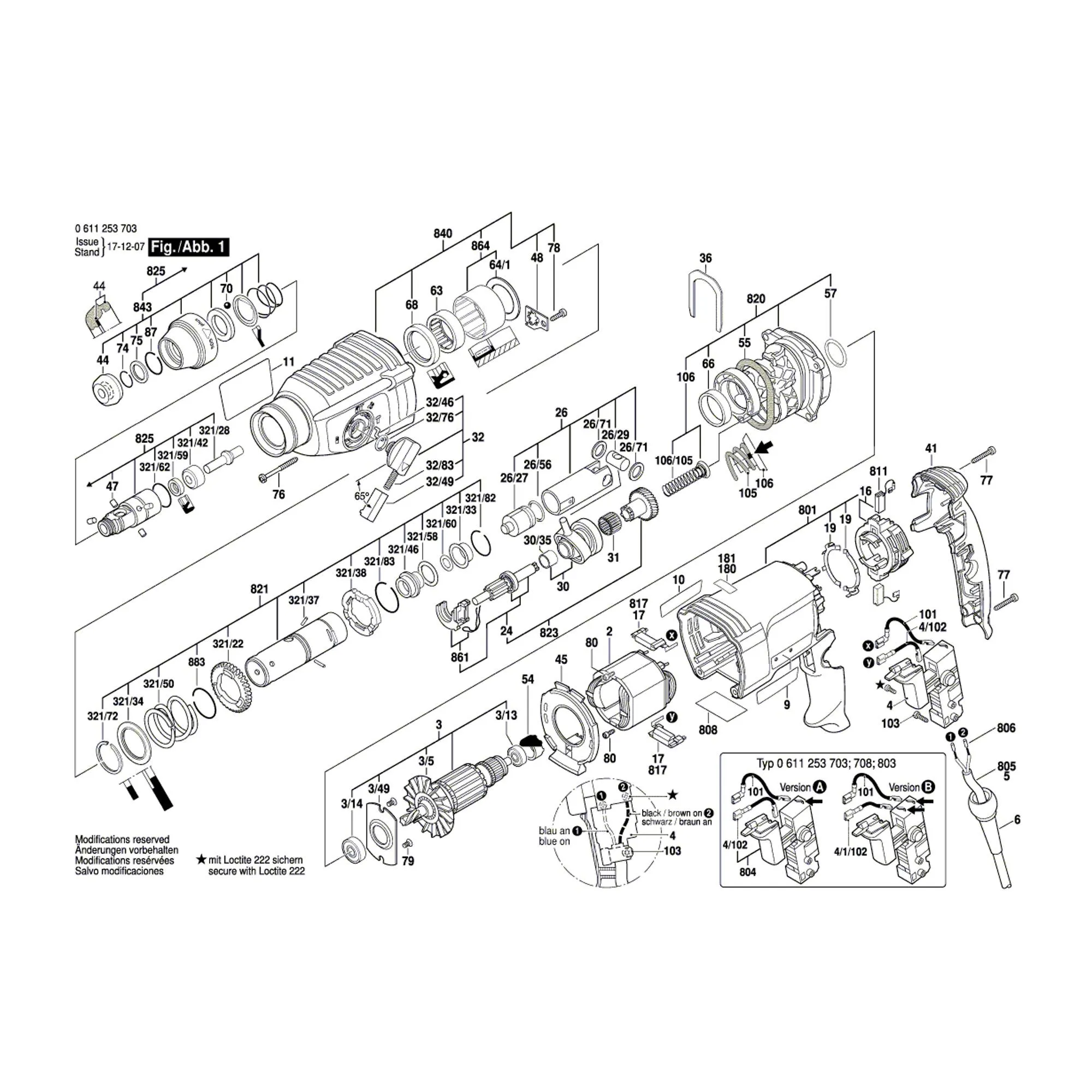 Pièces détachées Marteau BOSCH GBH 2400 0611253803