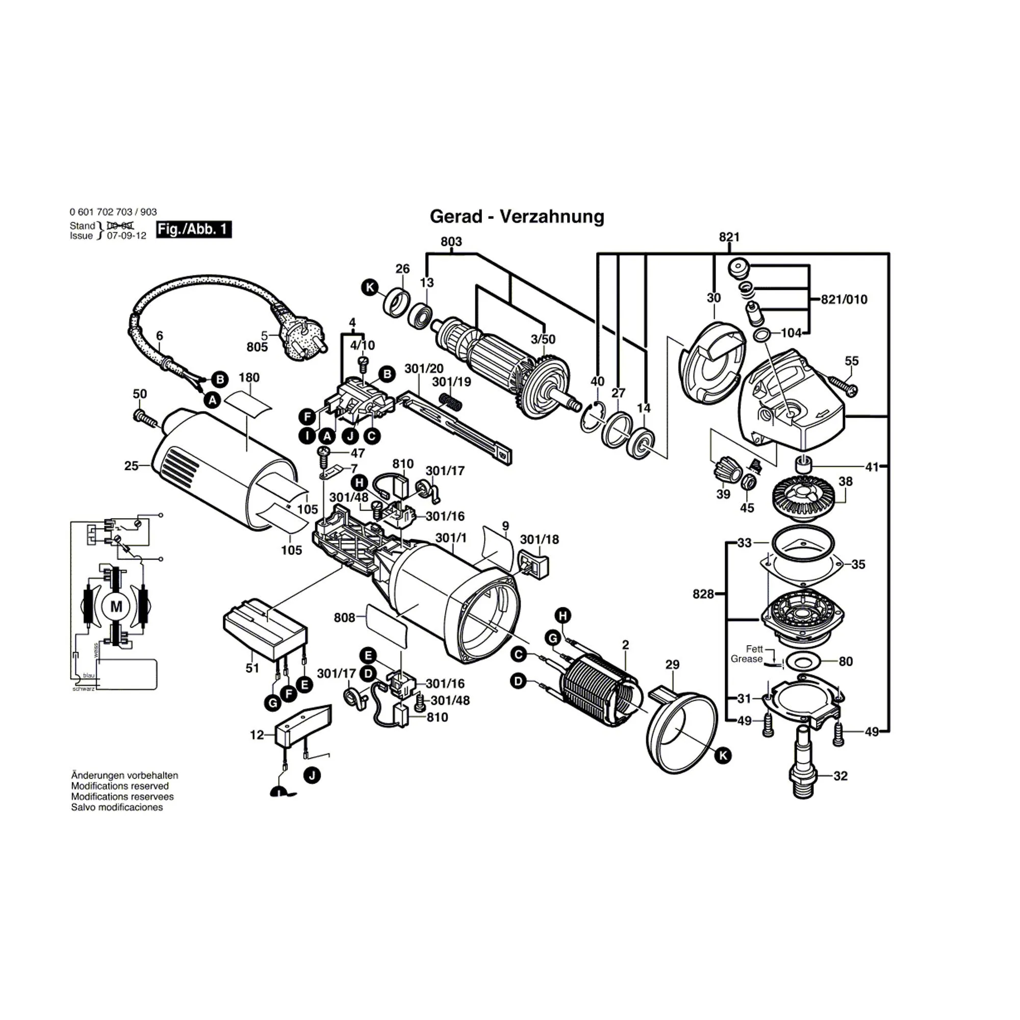 Pièces détachées Meuleuse BOSCH GWS 10-125 C 0601702903