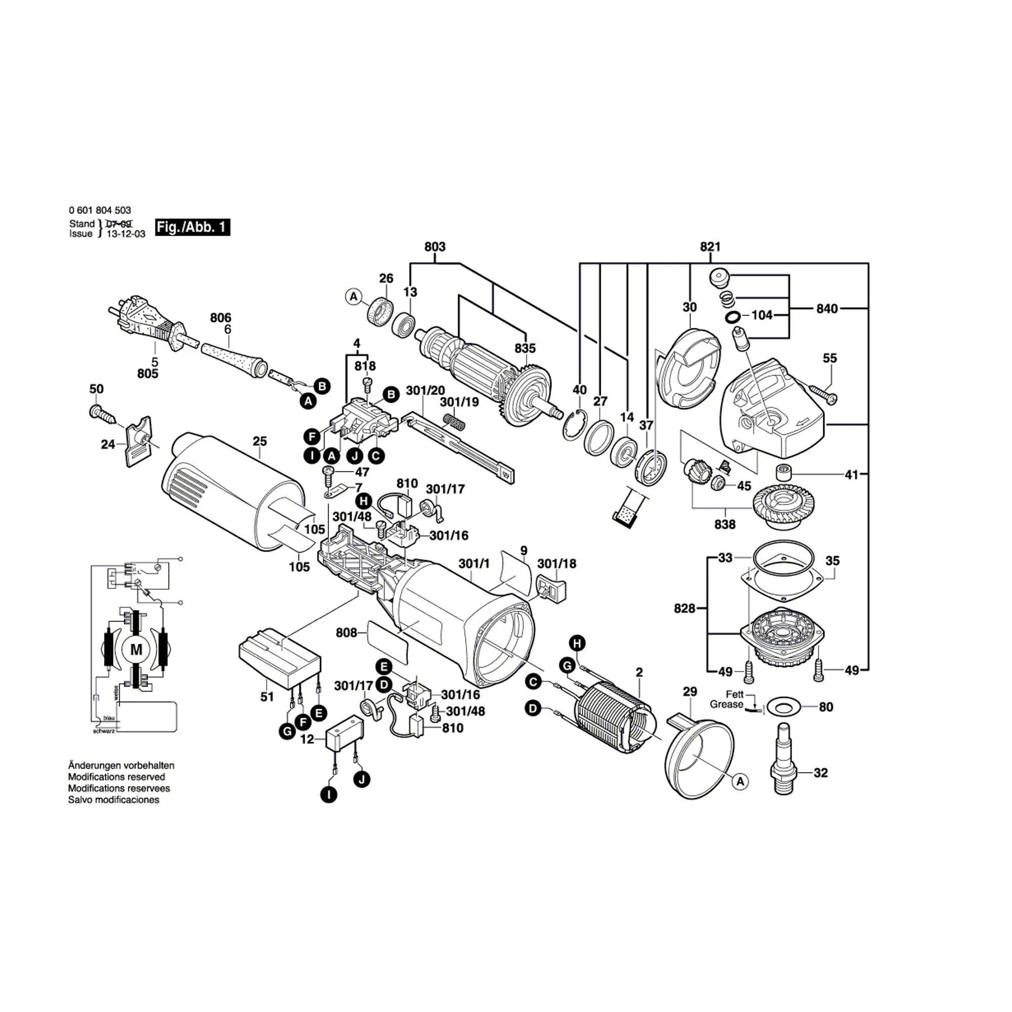 Pièces détachées Meuleuse BOSCH GWS 14-125C 0601804573