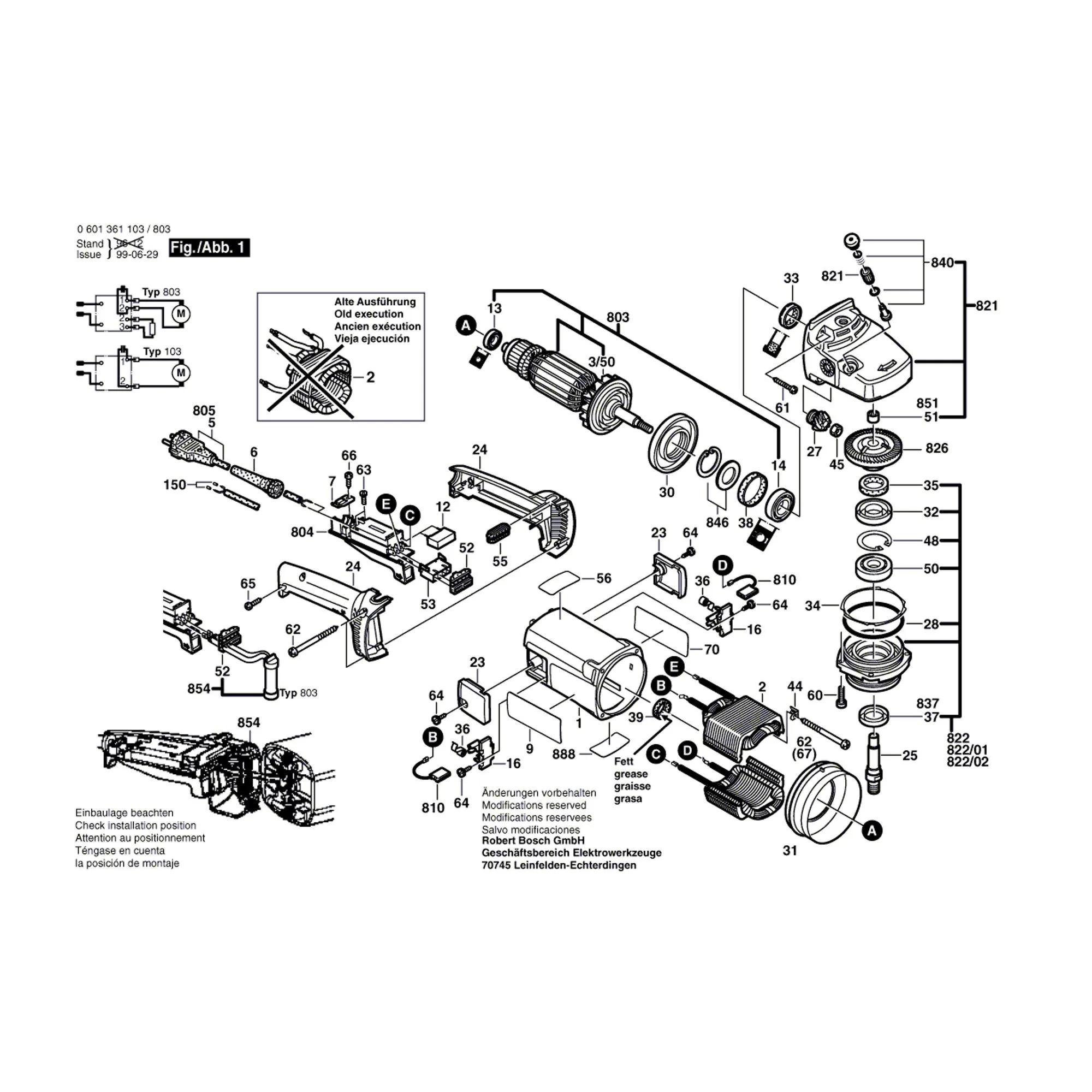 Pièces détachées Meuleuse BOSCH GWS 24-180 0601361803