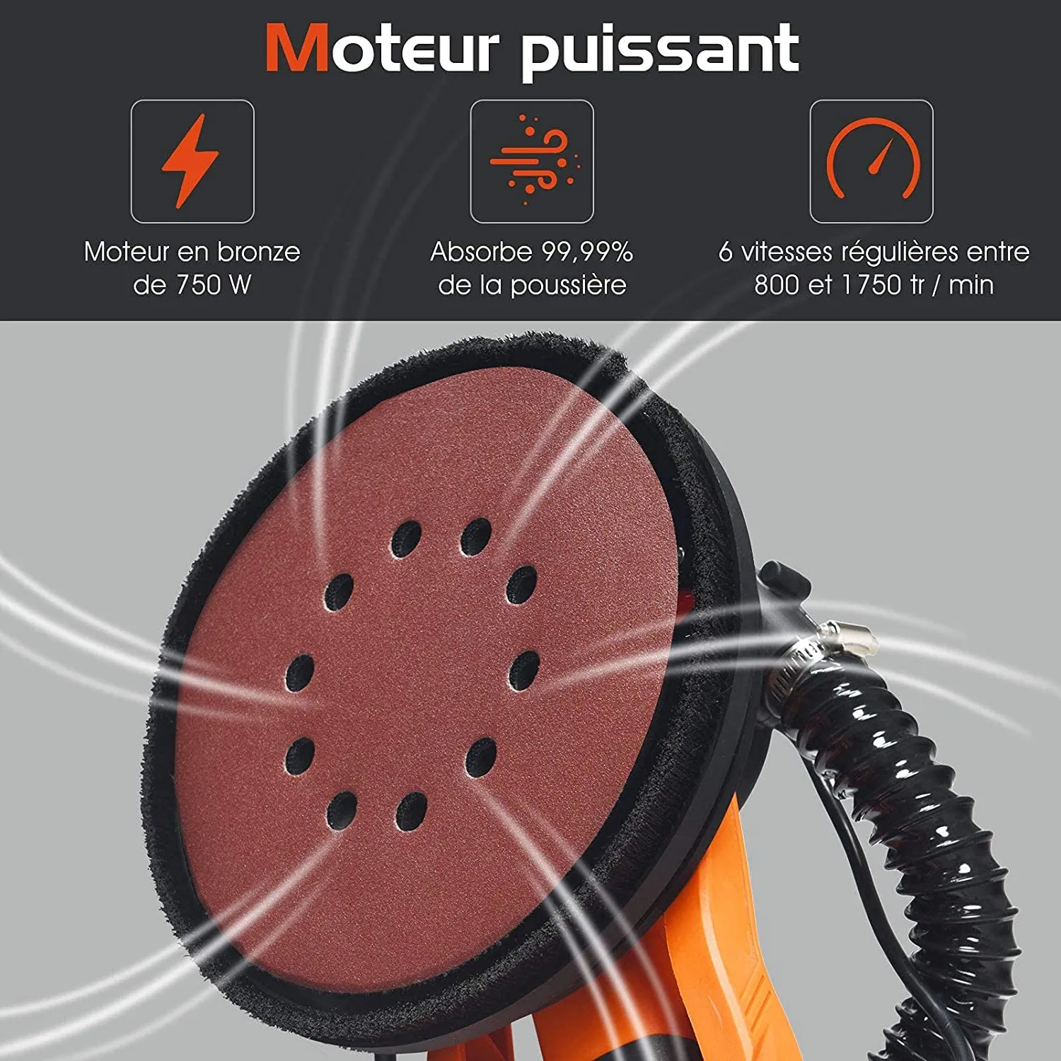 PONCEUSE ENDUIT MURAL AVEC VARIATEUR 180MM 900W HUMHON 