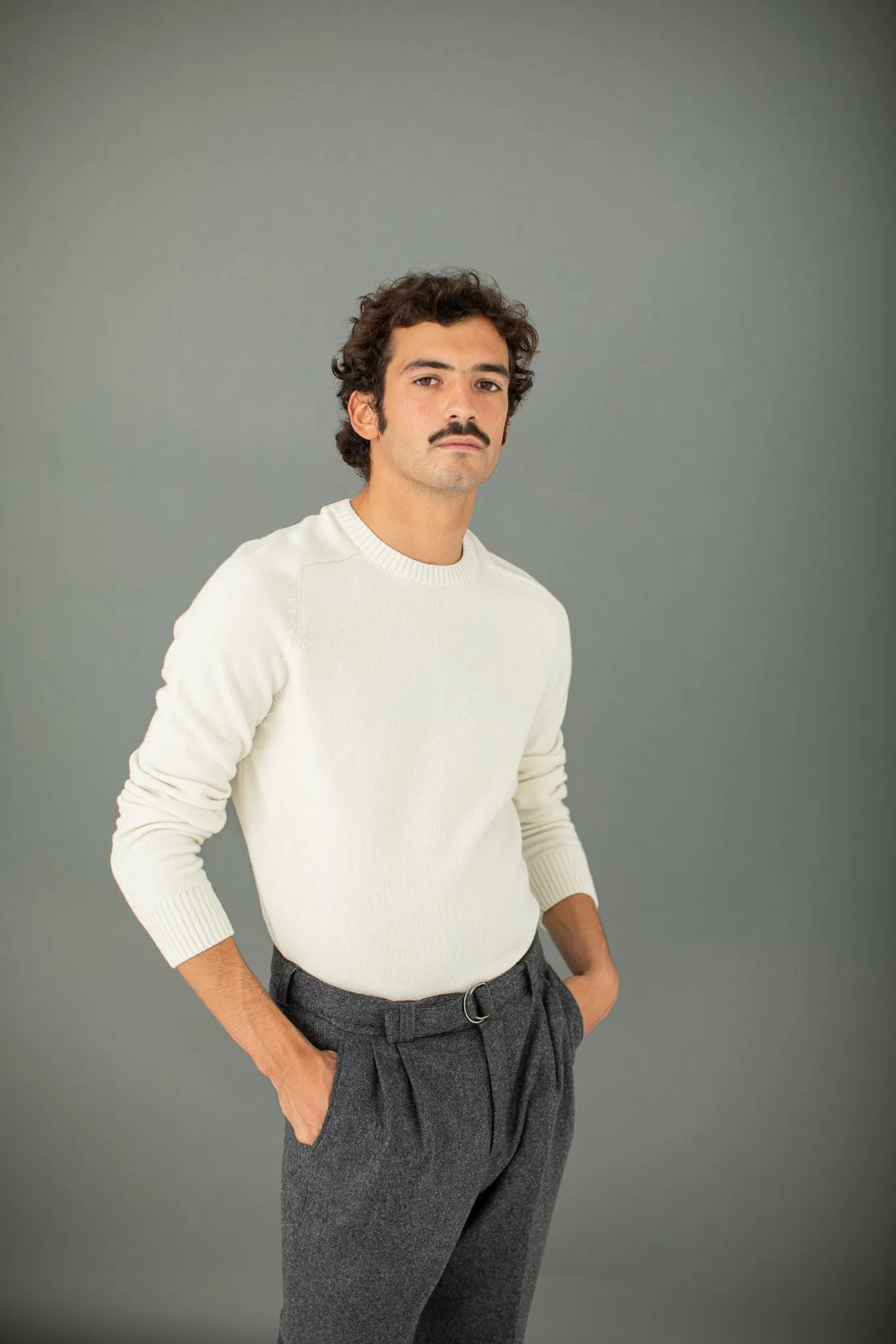 Pull manches marteau Laine Crème
