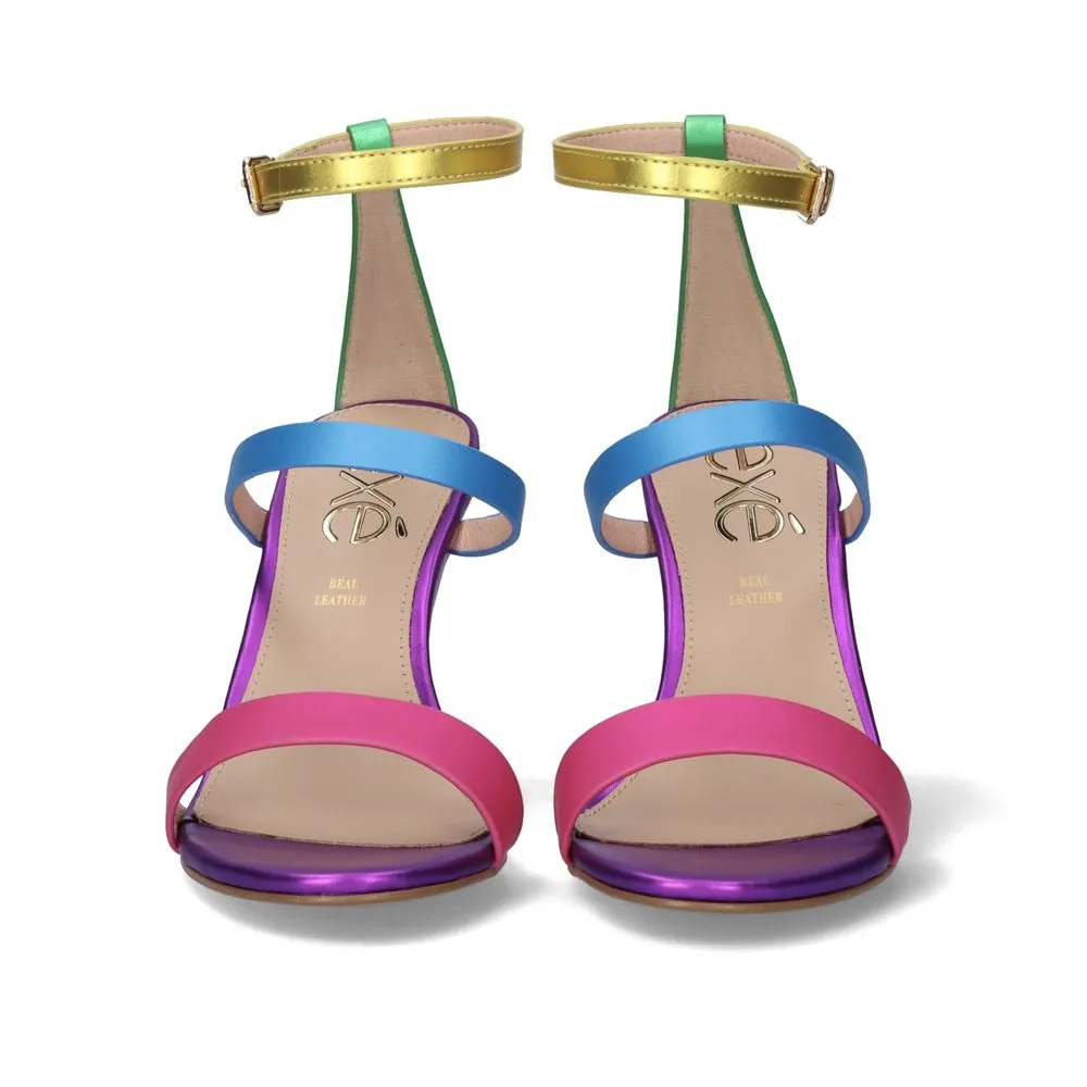 SANDALE À TALON EXÉ REBECA-412 METALLIC NOIR FUXIA