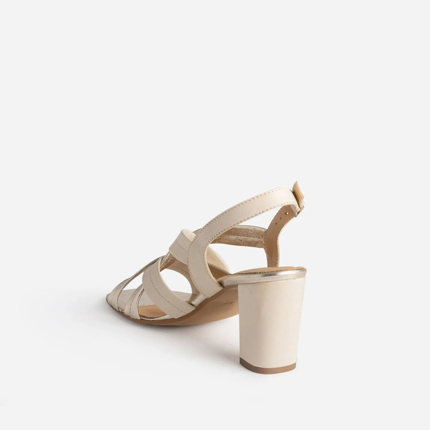 Sandale à talon beige en cuir - Sandales Femme | ERAM