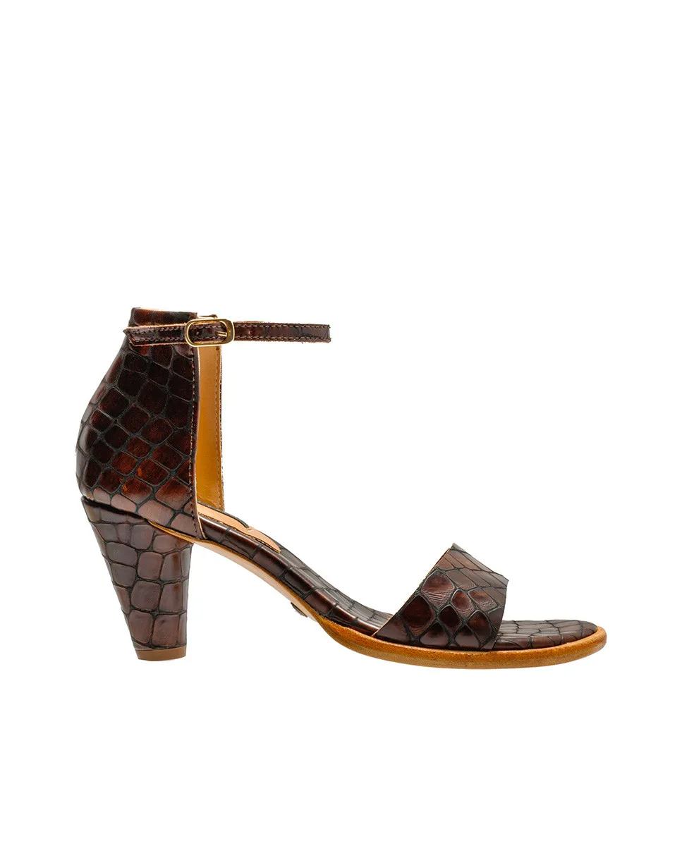 Sandales à talon cubain en cuir - Imprimé